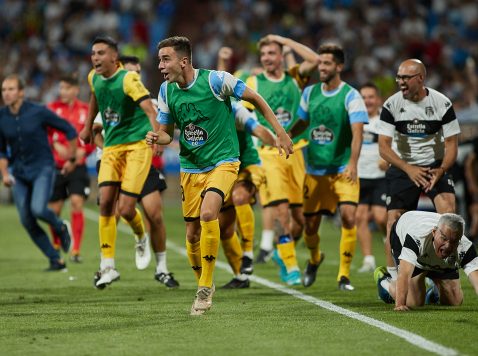 El CD Lugo celebra el triunfo ante el Real Zaragoza